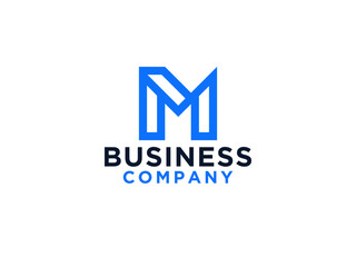 Abstract Letter M Logo Square Flat Line isolated on White Background.