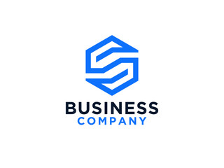 Abstract Letter S Square Logo. Blue Geometric Arrow. Usable for Business, Real Estate, Construction, Architecture and Building Logos.