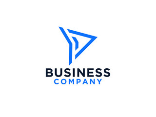 Right Arrow Logo. Blue Geometric Paper Plane Arrow Up Origami Style isolated on White Background. Usable for Business and Delivery Logos.