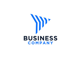 Right Arrow Logo. Blue Geometric Paper Plane Arrow Up Origami Style isolated on White Background. Usable for Business and Delivery Logos.