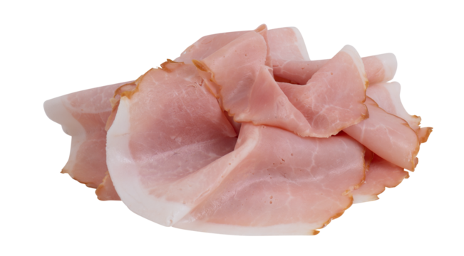 Smoked fresh ham cut out isolated transparent background