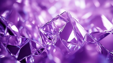 Abstract purple crystal formations creating a dynamic, reflective surface.