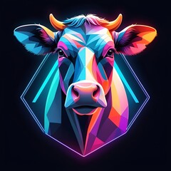 Neon Cow Abstract Art