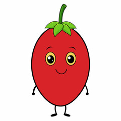 Goji berry cartoon isolated on white, goji berry vector illustration, fruti vector art, red Goji berry silhouette, food icon, goji berrys line art, eps