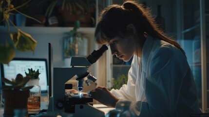 Scientist studying microscopic organisms