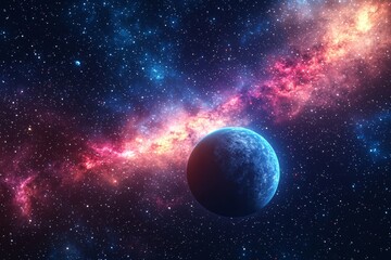 Obraz premium Space cosmic illustration with planets scene created with Generative AI