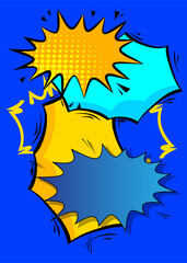 Cartoon Yellow and Blue background, comic book backdrop. Retro vector comics pop art design.
