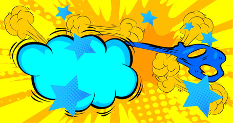 Cartoon Yellow and Blue background, comic book backdrop. Retro vector comics pop art design.
