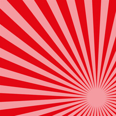 Red and pink sunburst pattern. Radial striped background. Abstract vector design.