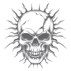 Monochrome Skull Illustration, Timeless Vintage Design