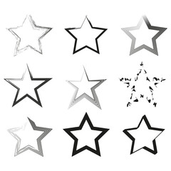 Star frame icons. Decorative vector borders. Black and white. Artistic star designs.