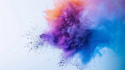 Obraz premium A dynamic burst of blue, purple, and orange powder flying through the air in a vibrant display of color