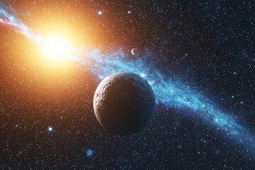 Obraz premium Space cosmic illustration with planets scene created with Generative AI