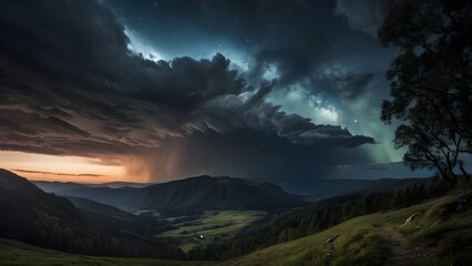 Dark sky with cloud. Cinematic horror nature bakcground.