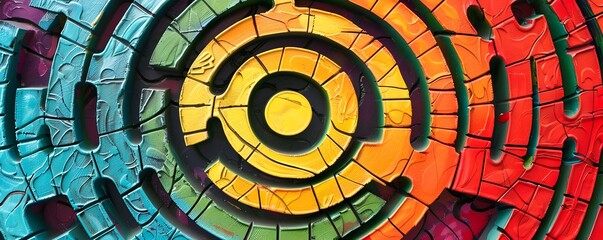 Fototapeta premium Abstract Circular Pattern in Vivid Colors