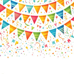 Colorful bunting, Party decoration, festivals with colorful flags white background