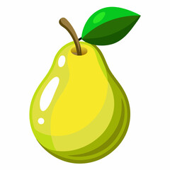 Pear cartoon isolated on white, pear vector illustration, pear vector art, pear silhouette, food icon, pears line art, eps
