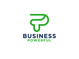 Initial Letter P Logo. Geometric Linear Rounded Style isolated on White Background. Usable for Business and Branding Logos.