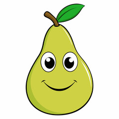 Pear cartoon isolated on white, pear vector illustration, pear vector art, pear silhouette, food icon, pears line art, eps
