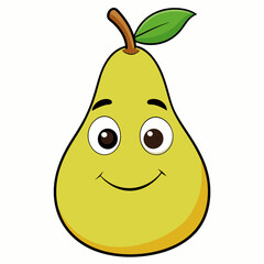 Pear cartoon isolated on white, pear vector illustration, pear vector art, pear silhouette, food icon, pears line art, eps
