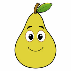 Pear cartoon isolated on white, pear vector illustration, pear vector art, pear silhouette, food icon, pears line art, eps
