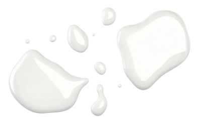 Spilled milk puddle isolated on white background and texture, top view