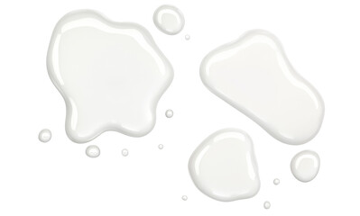 Spilled milk puddle isolated on white background and texture, top view