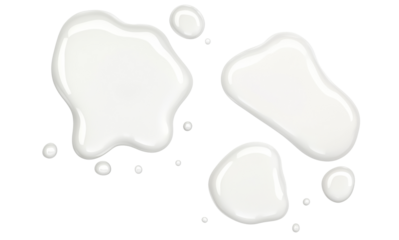 Spilled milk puddle isolated on white background and texture, top view