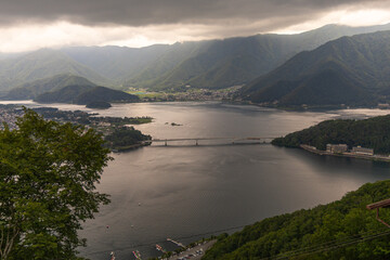 Lake Kawaguchi viewpoint from Mt. Fuji Panoramic Ropeway, Fujikawaguchiko, Minamitsuru District, Yamanashi, Japan