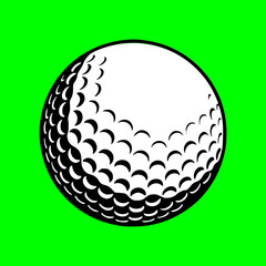 Vector Golf Ball - Gray and White Isolated Icon, on green background