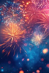 Fototapeta premium Colorful Fireworks on twilight background
