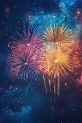 Colorful Fireworks on twilight background