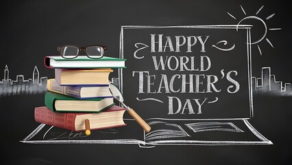teacher day, Post. World teacher day, Poster, World teacher day Banner, Celebrating Educators with a Special Tribute. Happy Teachers Day, Illustration Art. Happy world teacher day, 