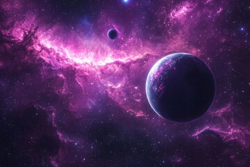 Obraz premium Space cosmic illustration with planets scene created with Generative AI