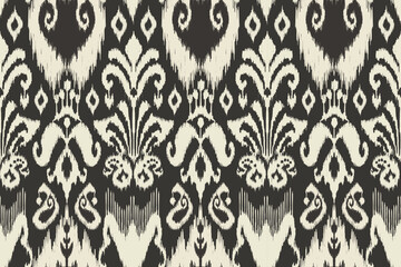 Ikat seamless pattern, geometric design, motif ethnic handmade, Ikat ethnic tribal, boho colors seamless wallpaper. Ethnic Ikat abstract background art, greeting cards, printing products