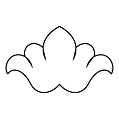 Stylized flower. Abstract decorative element. Folk style. Black and white linear silhouette.