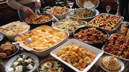 Potluck Dinner: Host a potluck dinner where guests bring their favorite dishes. Enjoy a diverse meal and great company in a relaxed and friendly atmosphere.