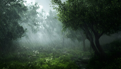 Obraz premium rainy day scene wallpaper