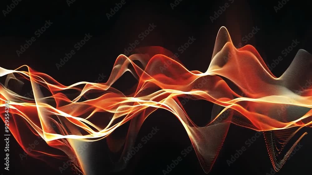 Aufkleber Colorful wave patterns blend seamlessly, creating an abstract display of light and motion against a black backdrop.