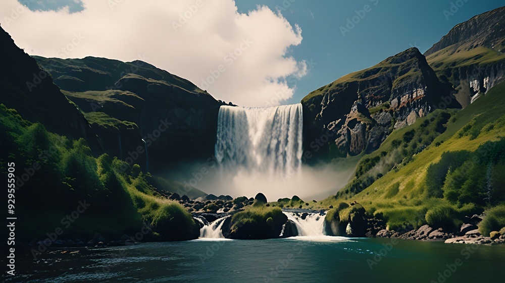 Wall mural waterfall in the mountains