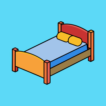 recommend clip art: Bed with pillows cartoon isolated on white, bed with pillows vector illustration, bed vector art, bed silhouette, furniture icon, beds line art, eps