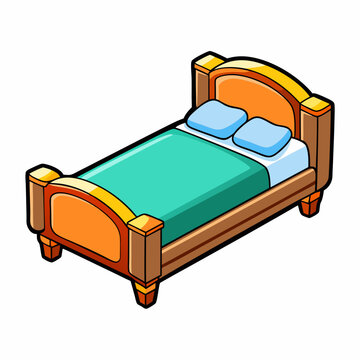 recommend clip art: Bed with pillows cartoon isolated on white, bed with pillows vector illustration, bed vector art, bed silhouette, furniture icon, beds line art, eps