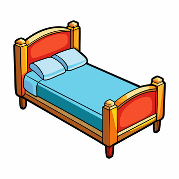 recommend clip art: Bed with pillows cartoon isolated on white, bed with pillows vector illustration, bed vector art, bed silhouette, furniture icon, beds line art, eps