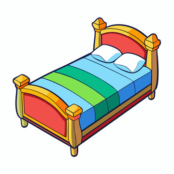 recommend clip art: Bed with pillows cartoon isolated on white, bed with pillows vector illustration, bed vector art, bed silhouette, furniture icon, beds line art, eps