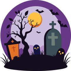 Halloween Tombston Vector Cartoon  Illustration for Spooky Design Festive Art And TShirt Design
