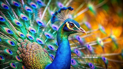 Obraz premium Peacock with vibrant and beautiful feathers, isolated on a background