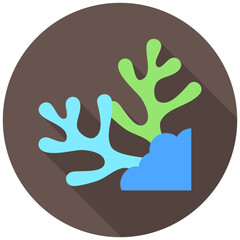 Coral Bleaching rounded multi color icon, related to ecology and environment theme. Use for modern concept, UI or UX kit, web and app development.