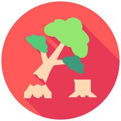 Deforestation rounded multi color icon, related to ecology and environment theme. Use for modern concept, UI or UX kit, web and app development.
