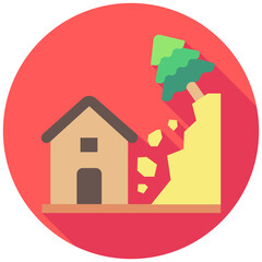 Landslide rounded multi color icon, related to ecology and environment theme. Use for modern concept, UI or UX kit, web and app development.