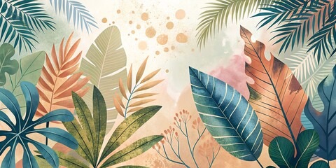 Fototapeta premium seamless background with leaves